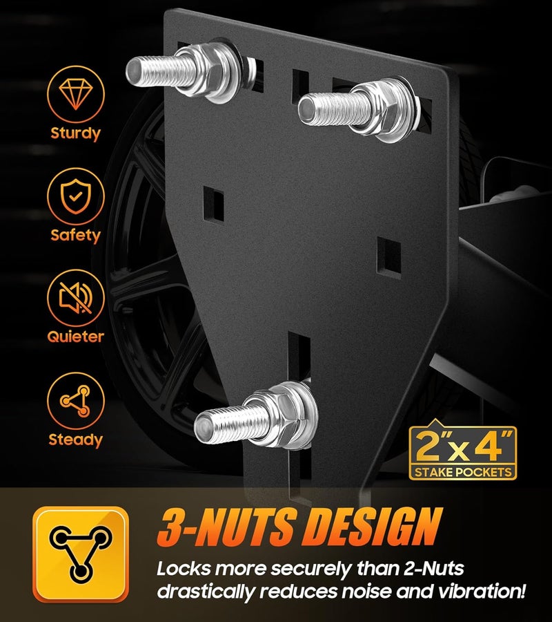 toolhoper Stake Pocket Spare Tire Mount, Trailer Spare Tire Mount Fit 4 5 6 8 Lugs Trailer Wheels On 4", 4.5", 4.75", 5", 5.5", 6", 6.5" Bolt Patterns，Capacity 150 Lbs, Fits 2x4 Stake Pocket - Image 3